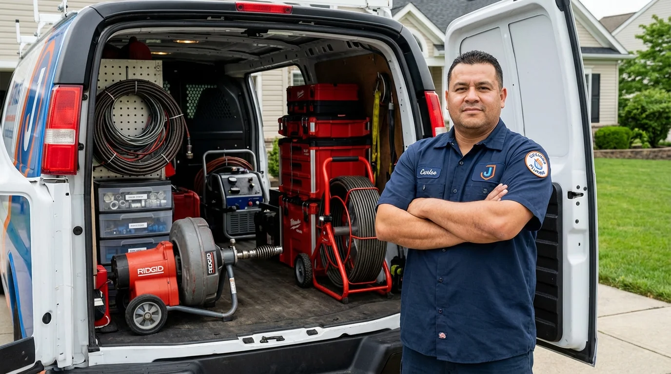 Professional drain cleaning equipment and Johns Plumbing LLC plumber in Lafayette Hill