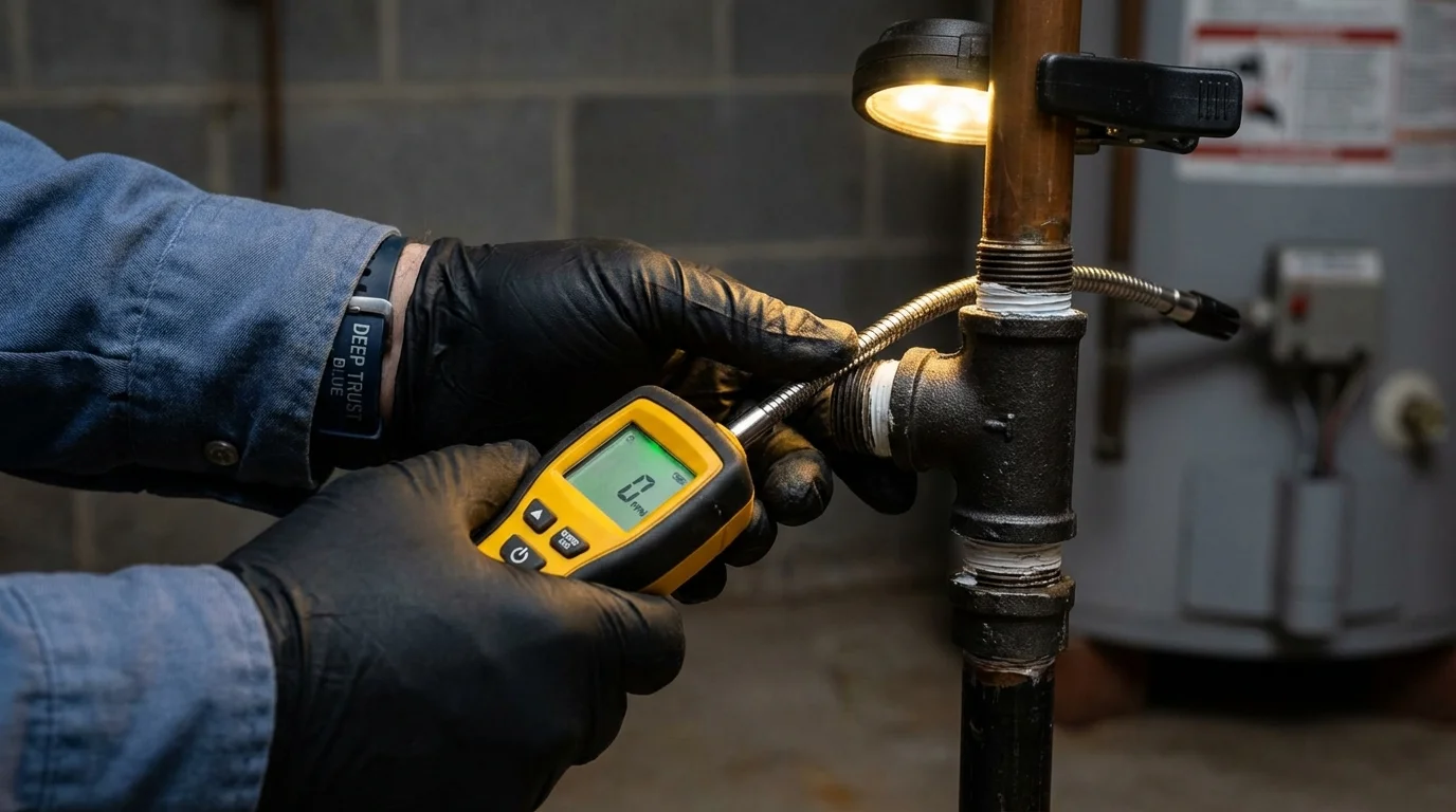Gas leak detection with electronic sniffer by Johns Plumbing LLC in Lafayette Hill