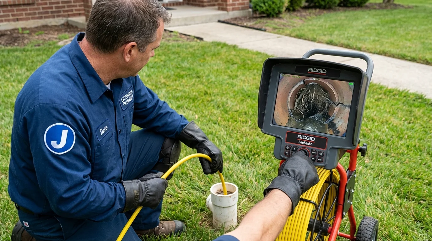Sewer camera inspection being performed by Johns Plumbing LLC in Lafayette Hill