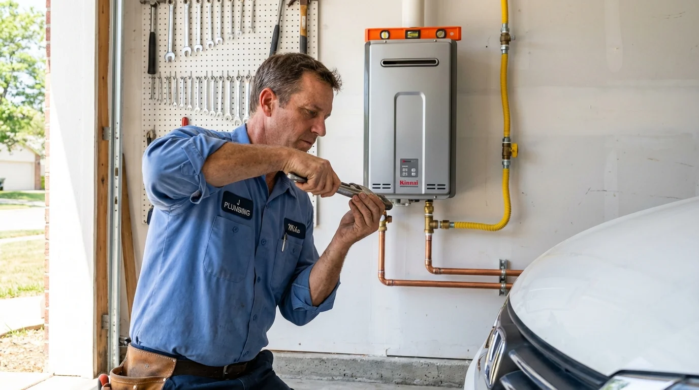 Tankless water heater installation by a Johns Plumbing LLC plumber in Lafayette Hill